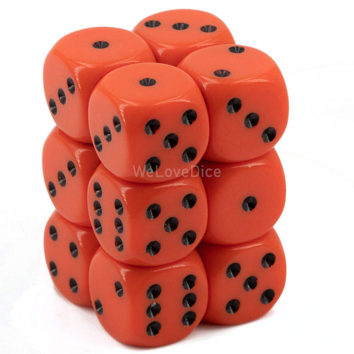 DND Dice Set-Chessex D&D Dice-16mm Opaque Orange and Black Plastic Polyhedral Dice Set-Dungeons and Dragons Dice Includes 12 Dice D6, Various (CHX25603)