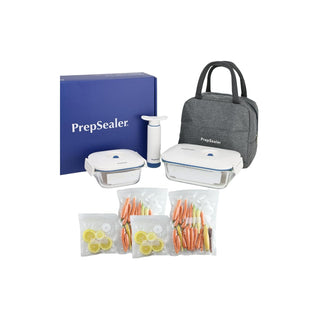 PrepSealer Food Storage Container, 8PC, White, Navy