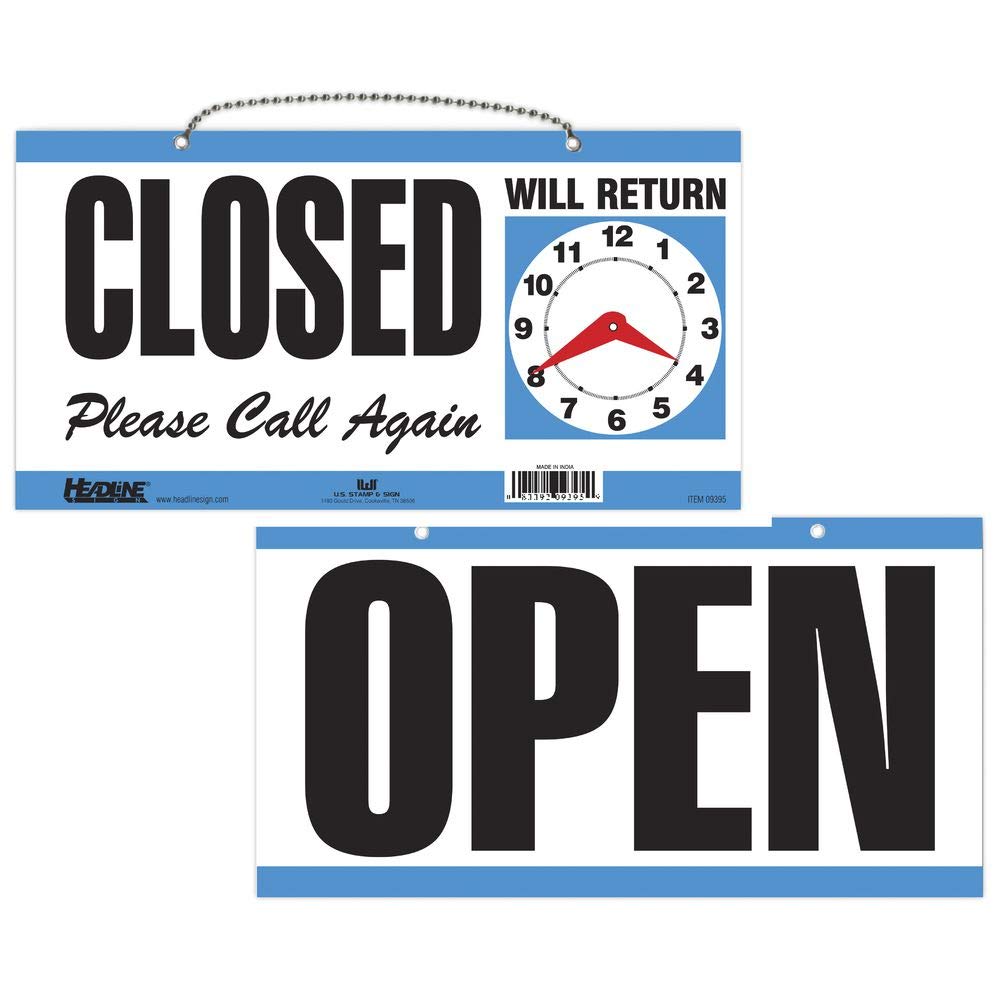 BAZIC U.S. Stamp and Sign Open/Closed Sign (U.S. Stamp and Sign), Blue, 6" x 11.5"