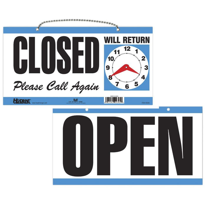 BAZIC U.S. Stamp and Sign Open/Closed Sign (U.S. Stamp and Sign), Blue, 6" x 11.5"