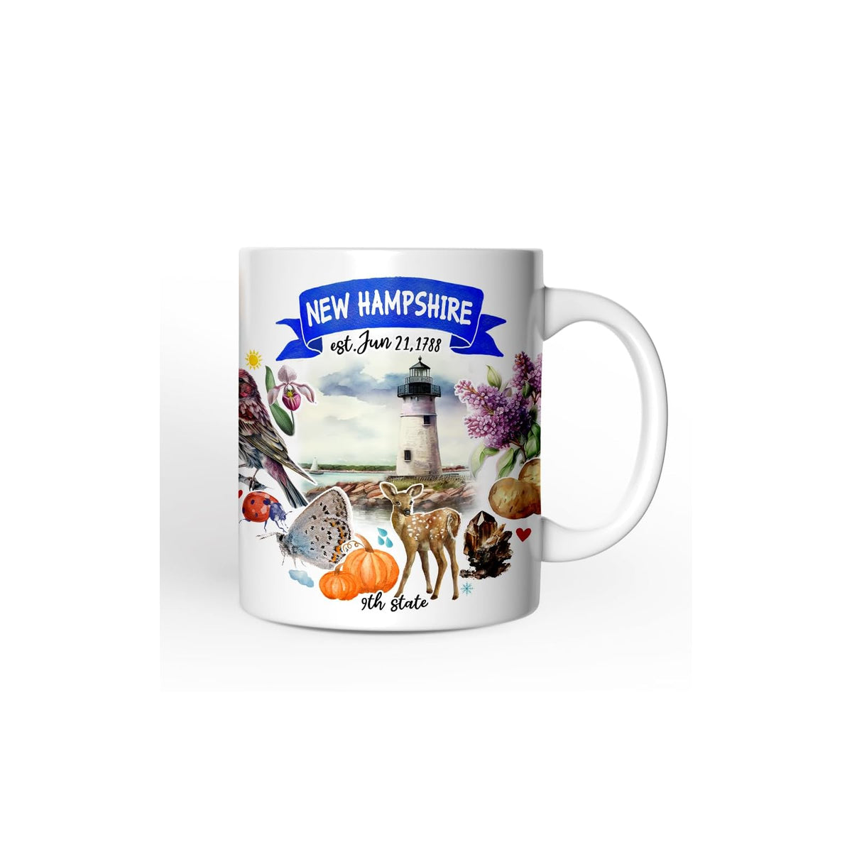 OrnamentallyYou Drinking Cup, 12 Ounces, Artistic New Hampshire State Themes and