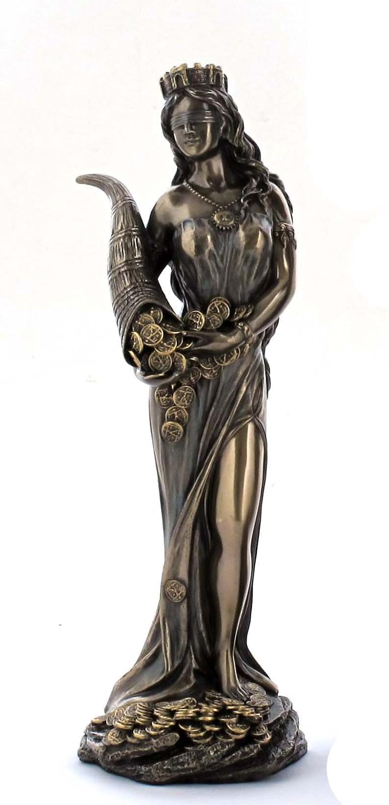 Unicorn Studio US 7.25 Inch Blinded Greek Goddess Fortuna Cold Cast Bronze Figurine