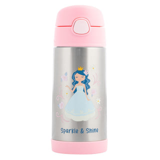 Stephen Joseph Double Wall Stainless Steel Bottles, Insulated Water Bottle for Kids Toddlers, Vacuum Insulated Bottle with Straw, BPA-Free Water Bottle – 11.8 Ounces, Princess