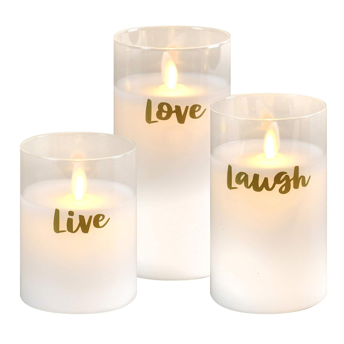 Lumabase Candle, 4" x 5" x 6", White, Gold