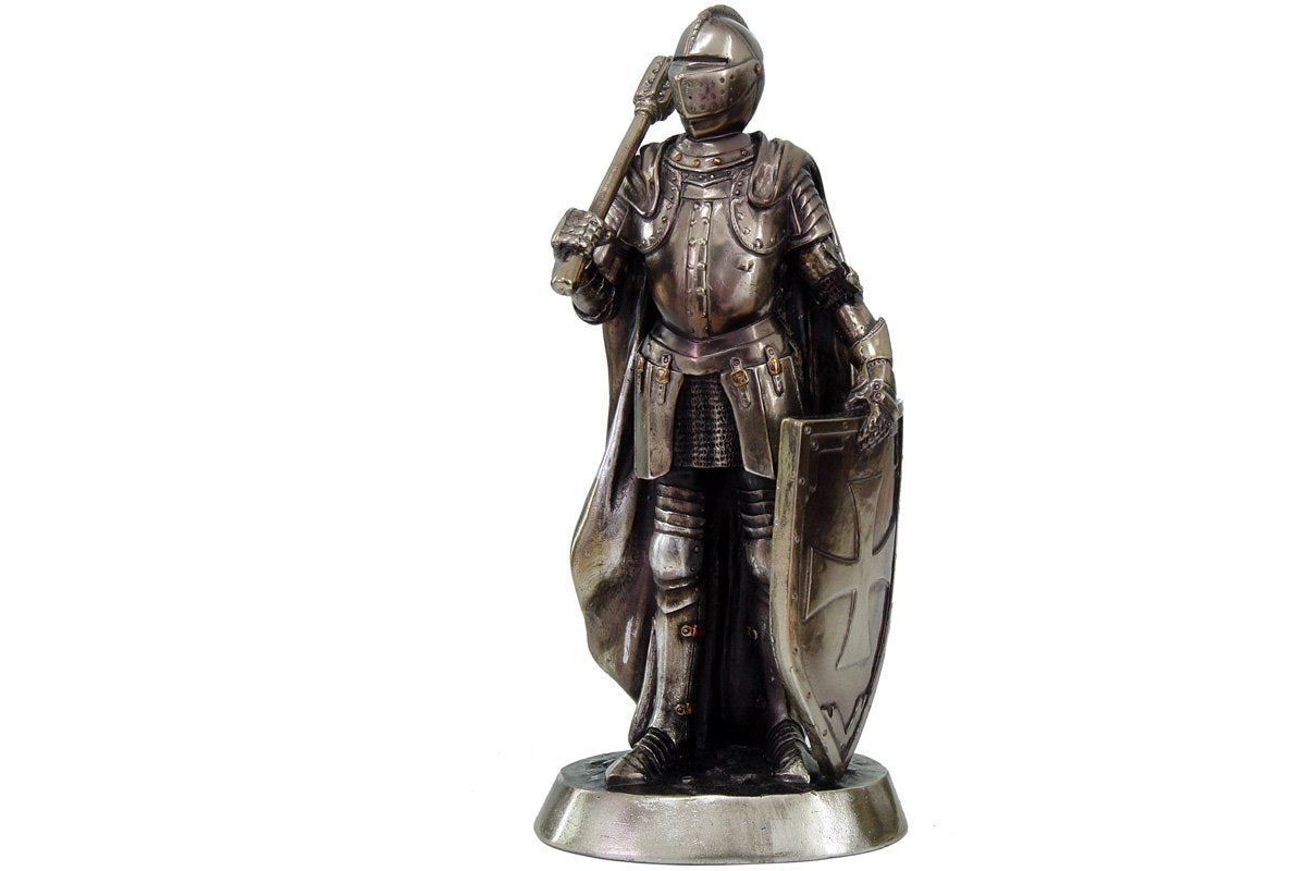 Pacific Trading PTC 7 Inch Armored Medieval Knight with Weapon Resin Statue Figurine