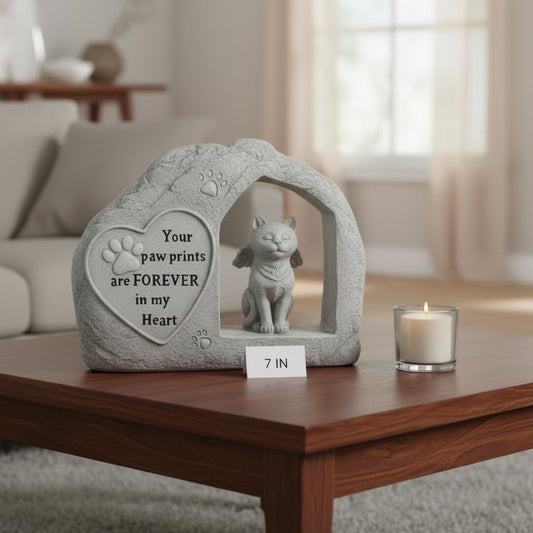 Comfy Hour 7 Inch Cat Garden Statue, Angel Pet Memorial Figurine
