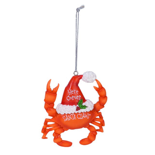 Beachcombers Crab Christmas Ornament Wearing a Santa Hat Here Comes Santa Claws