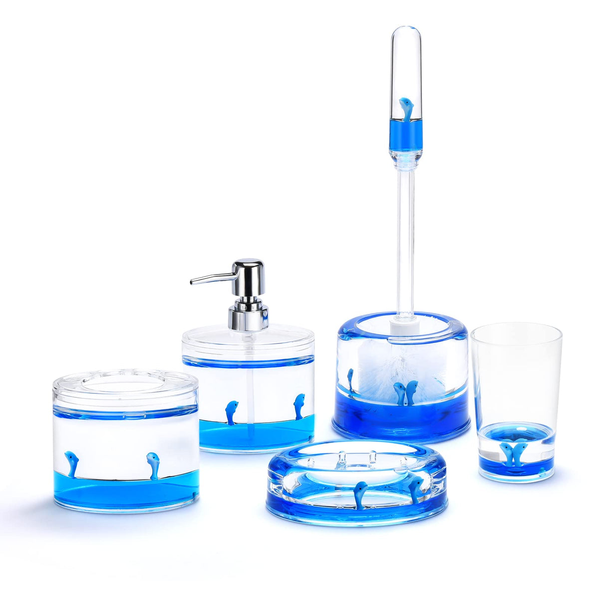 Locco Decor Bathroom Container Set, 5-piece, Dolphin