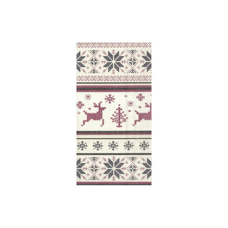 Boston International Disposable Napkin, Guest Size, Norwegian Knit Cream Red