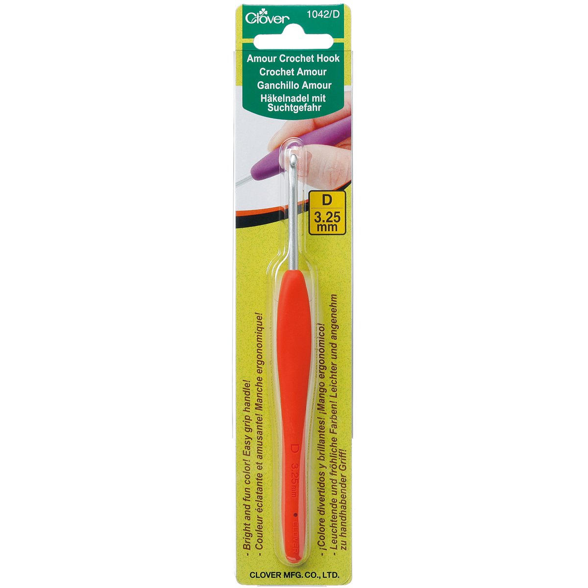 Clover Crochet Hook, 3.25 millimeters, Orange