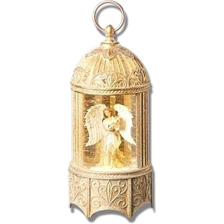 Roman Angel Holding Dove LED Swirl Birdcage Water Globe