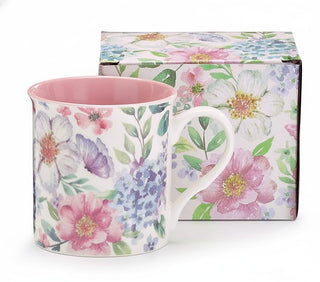 burton + BURTON Colorful Flower blooms And Butterflies Floral 11"oz Coffee Mug