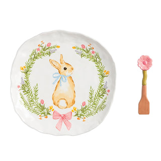 Mud Pie Dishware Plate, platter 11 1/2" dia | spatula 5 1/2", White
