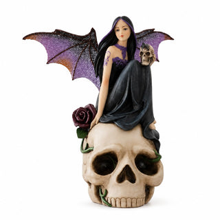 Comfy Hour 7 Inch Fairy Figurine, Dark Fairy Statue with Skull