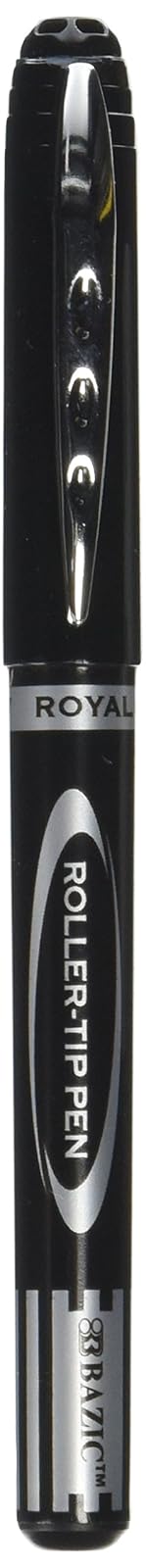 BAZIC Royal Black Rollerball Pen (3/Pack)
