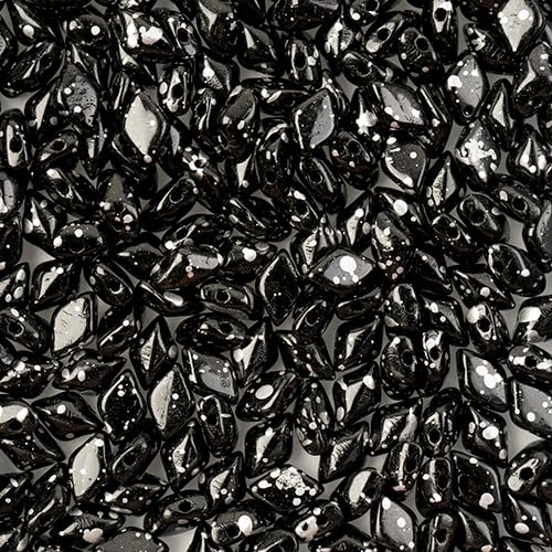 Matubo Czech Gemduo 2-Hole, Jet Silver Splash, 50g