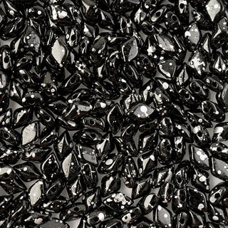 Matubo Czech Gemduo 2-Hole, Jet Silver Splash, 50g
