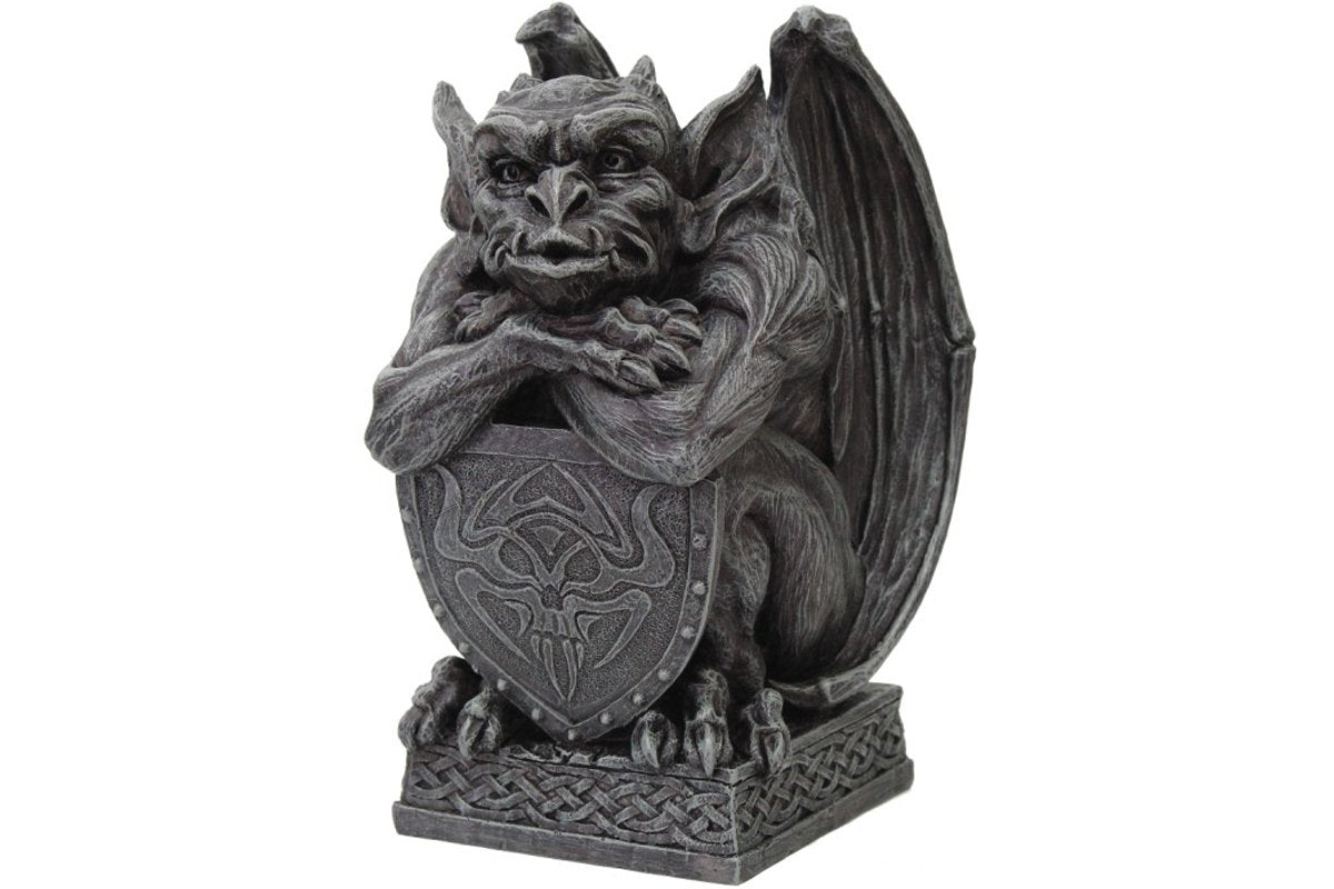 Pacific Trading PTC 6.5 Inch Resin Medieval Gargoyle with Shield Protection Statue