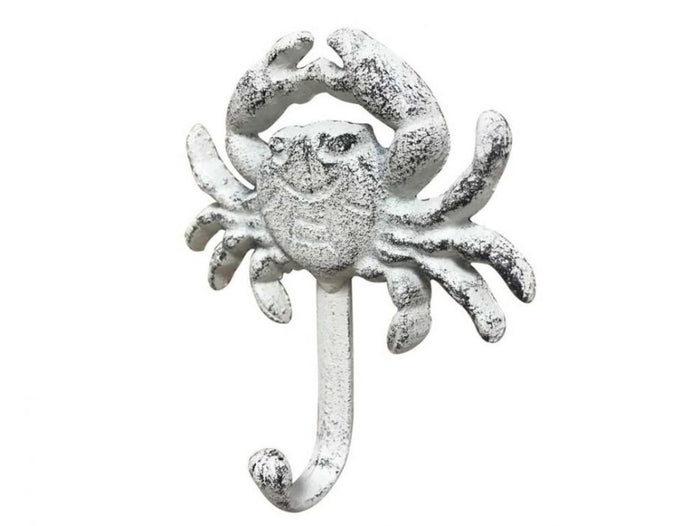Hampton Iron Cast Iron Crab Hook, 5", Rustic Whitewashed