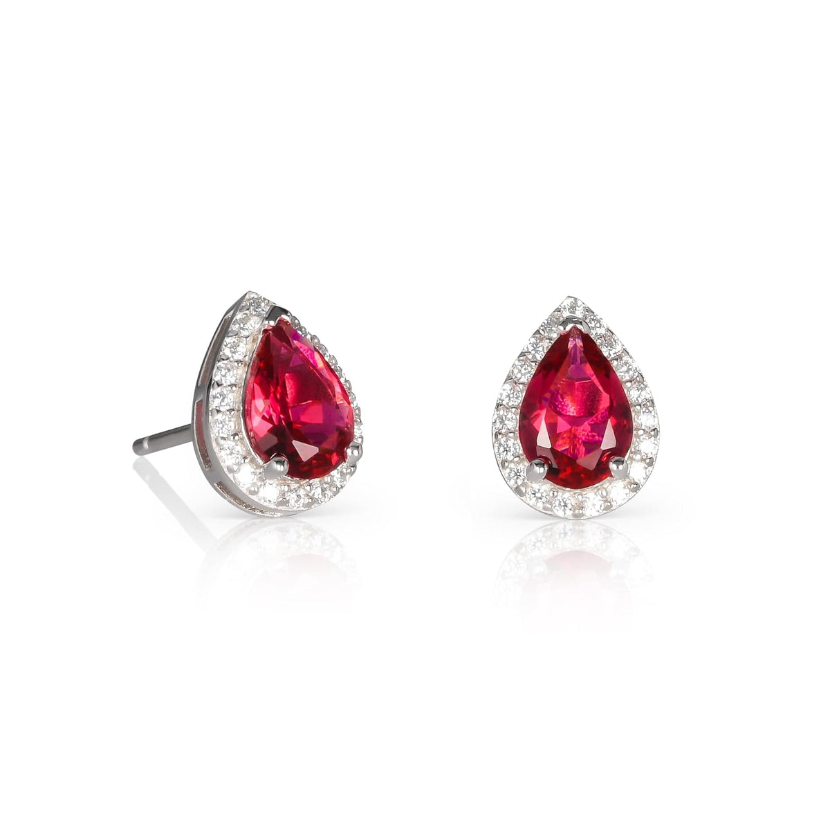 Diamond Treats Earring, Red-Silver, Stud