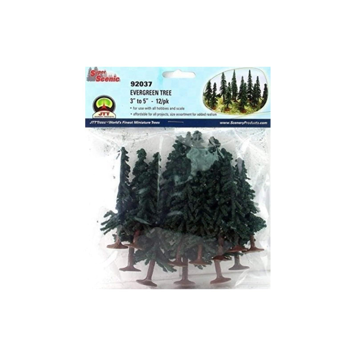 JTT Scenery Products Artificial Tree, 3-5" (12), Green