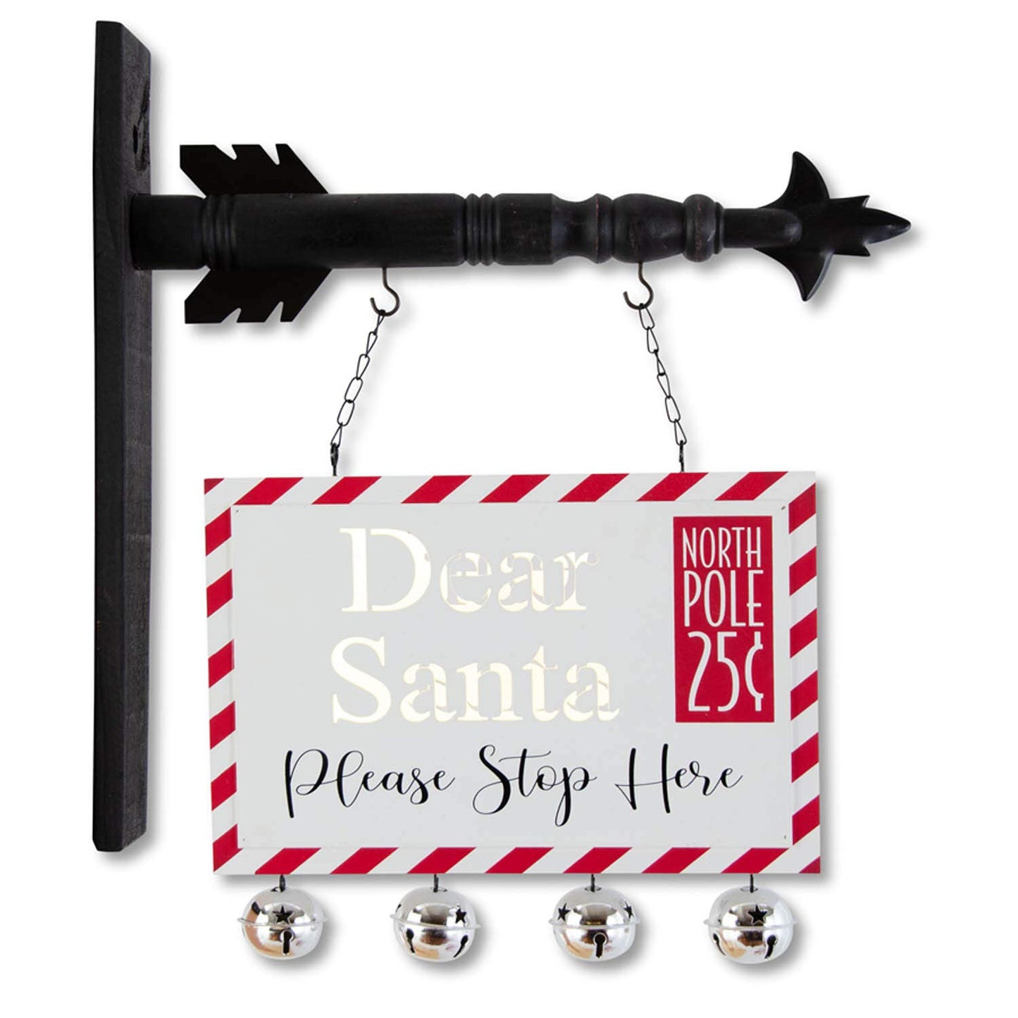 K&K Interiors 54629A 13 Inch Dear Santa LED Postcard Cutout Arrow Replacement, Red/White