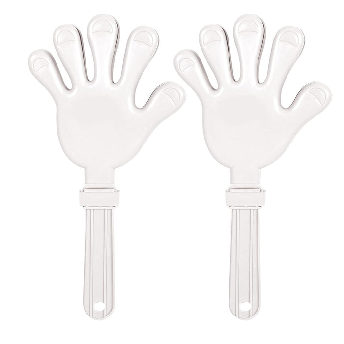 Beistle 2 Piece White Plastic Giant Hand Clappers Noisemakers Birthday Party Favors, 15" x 7.5"