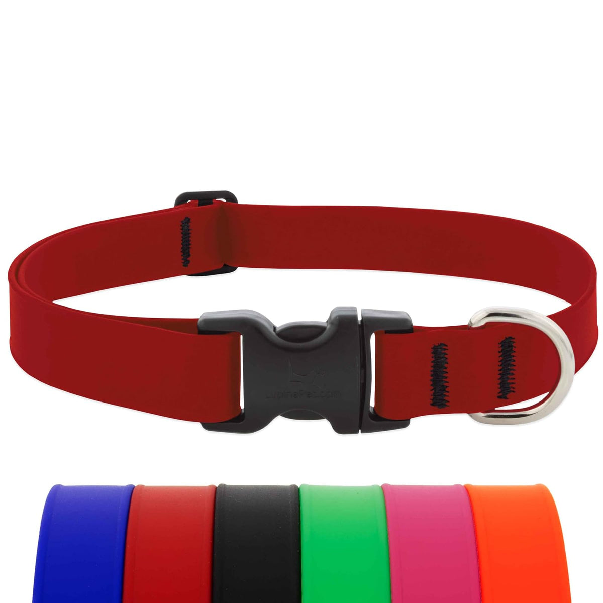 LupinePet Animal Collar, Medium: Adjusts from 12 to 20 in, 1-in wide, Brick Red