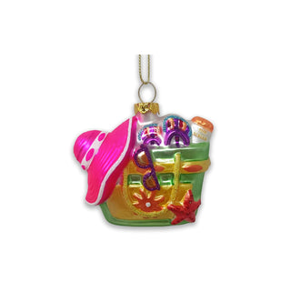 OrnamentallyYou Hanging Ornament, Coastal Beach Bag Glass Christmas Ornament, Oc