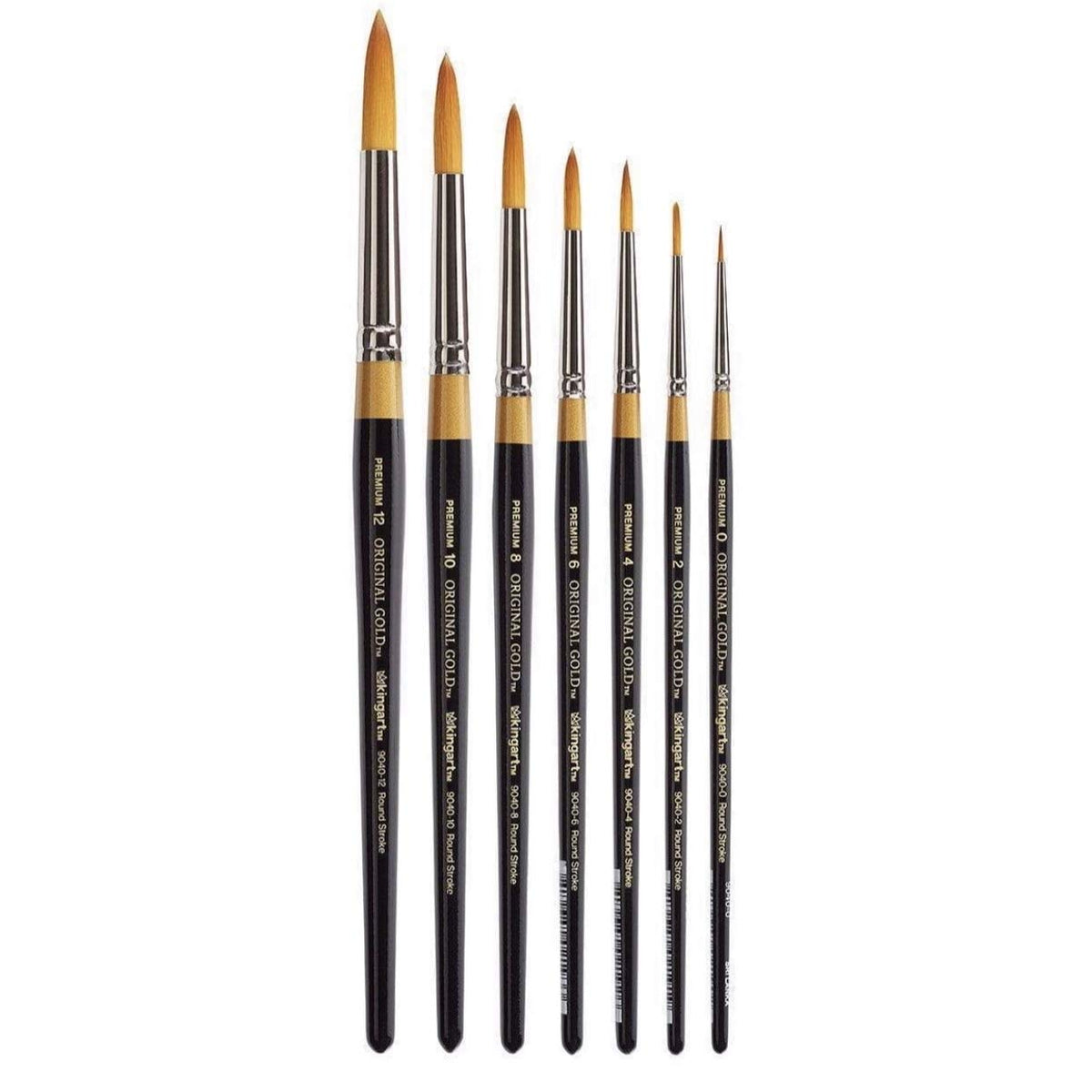 KINGART Original Gold 9040 Series, Golden Taklon Round Stroke 7 Pc. Set