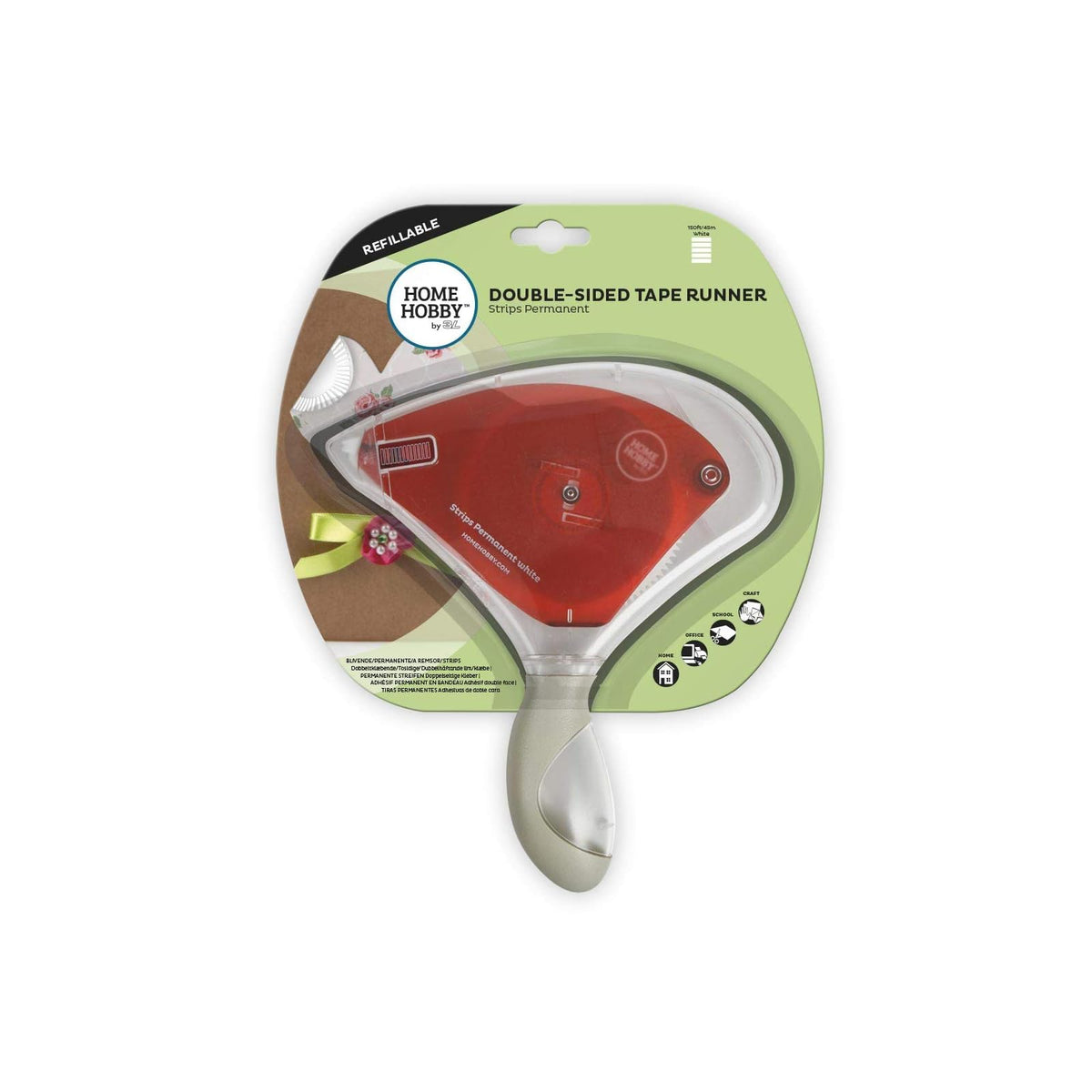 Scrapbook Adhesives Tape Label Dispenser, 150ft, Red