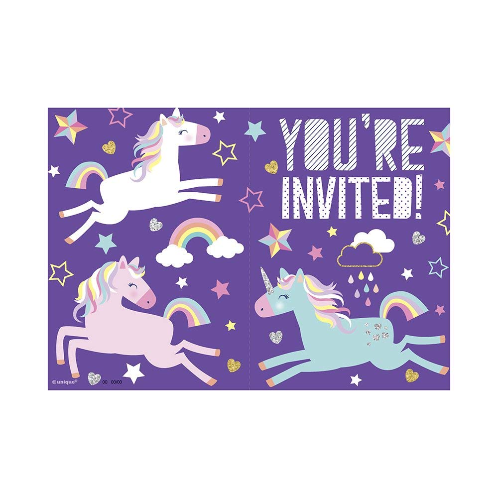 Unique Industries Unicorn Birthday Invitation Cards, 8 Ct.