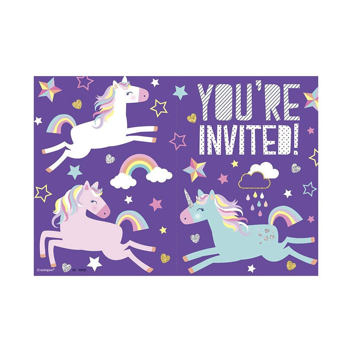 Unique Industries Unicorn Birthday Invitation Cards, 8 Ct.