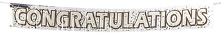 Beistle Metallic Congratulations Fringe Banner Party Supplies, Silver/Gold/White/Black