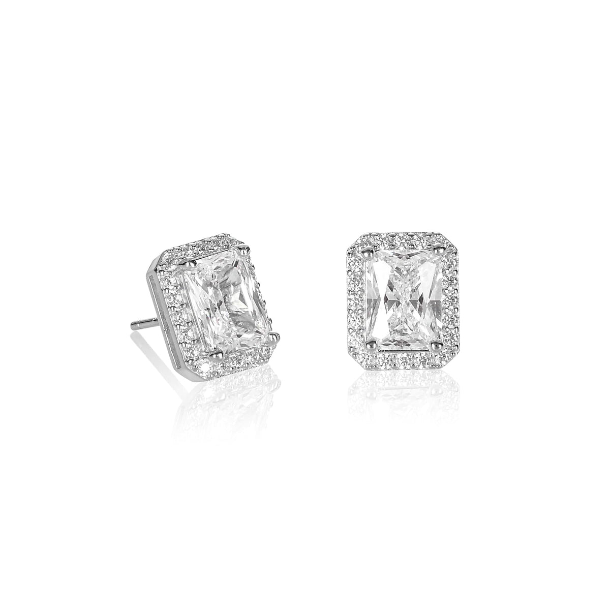 Diamond Treats Earring, 9 millimeters, Clear-Silver