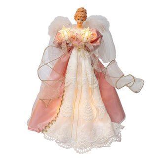 Kurt S. Adler Tree Topper, 14.5 inches, Pink & Ivory