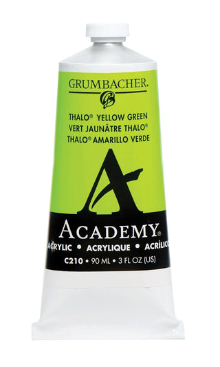 Chartpak Grumbacher Academy Acrylic Paint, Gloss, 90ml/3 oz Metal Tube, Thalo Yellow Green