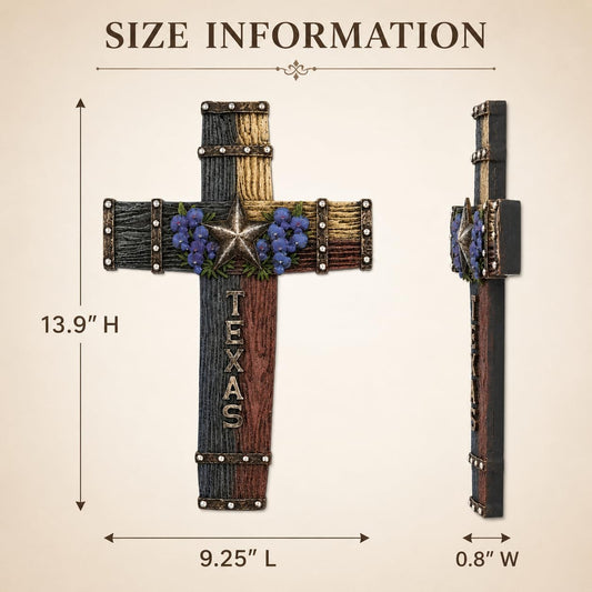 Comfy Hour 14 Inch Texas Cross for Wall, Lone Star Decor, 1 Piece