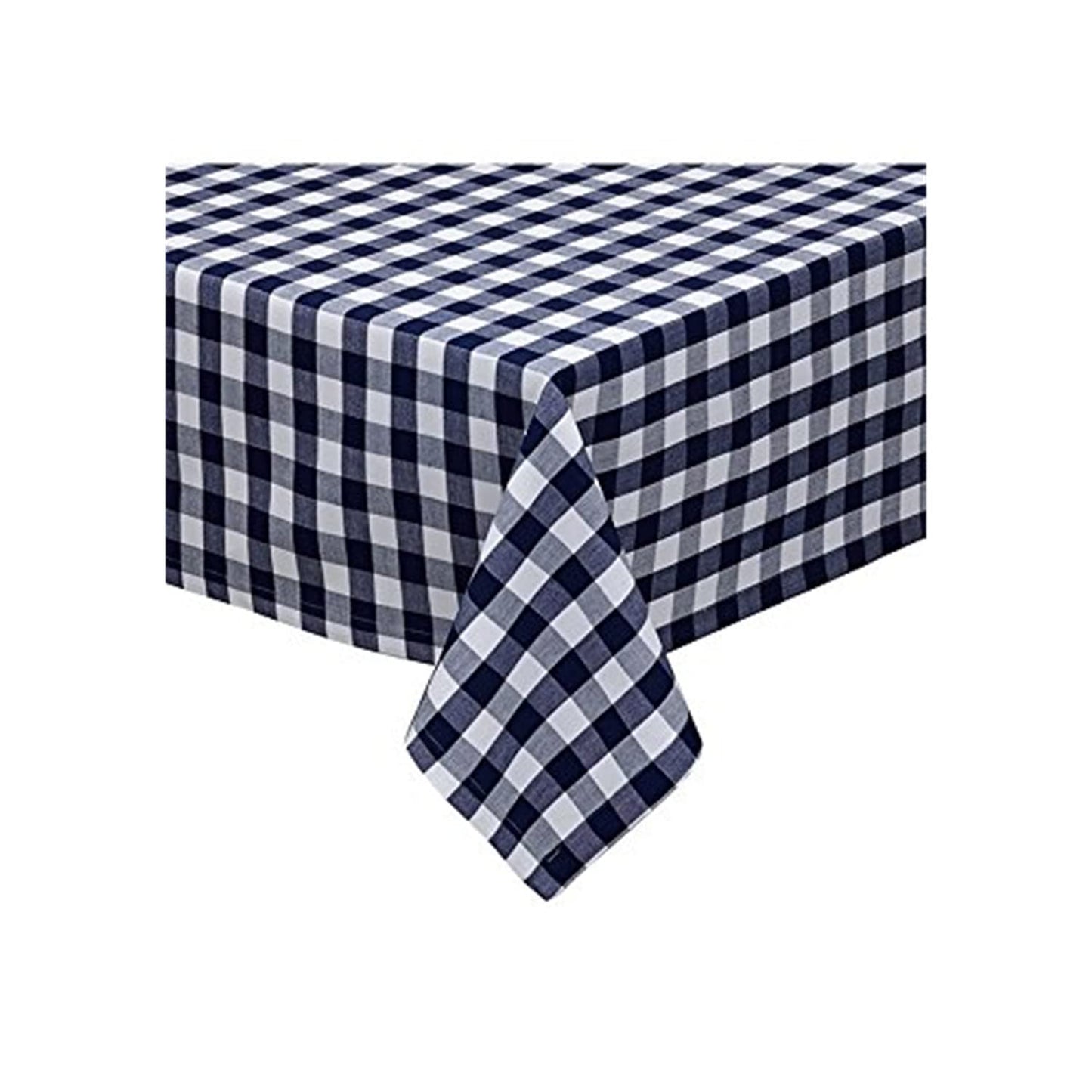 DII Design Imports 84" Checkers Tablecloth in Nautical and White