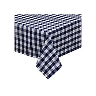 DII Design Imports 84" Checkers Tablecloth in Nautical and White