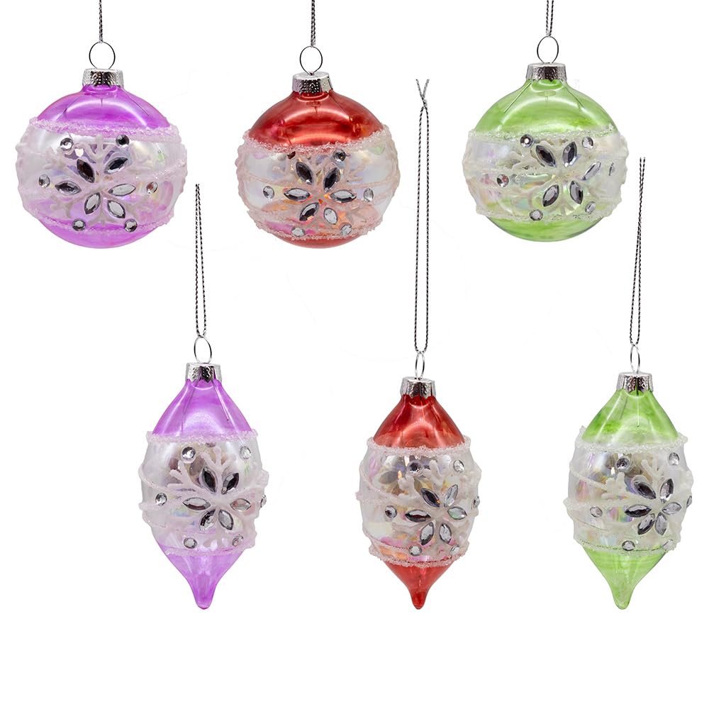 Kurt S. Adler Hanging Ornament, 60MM, Pink, Green, Red, & Silver