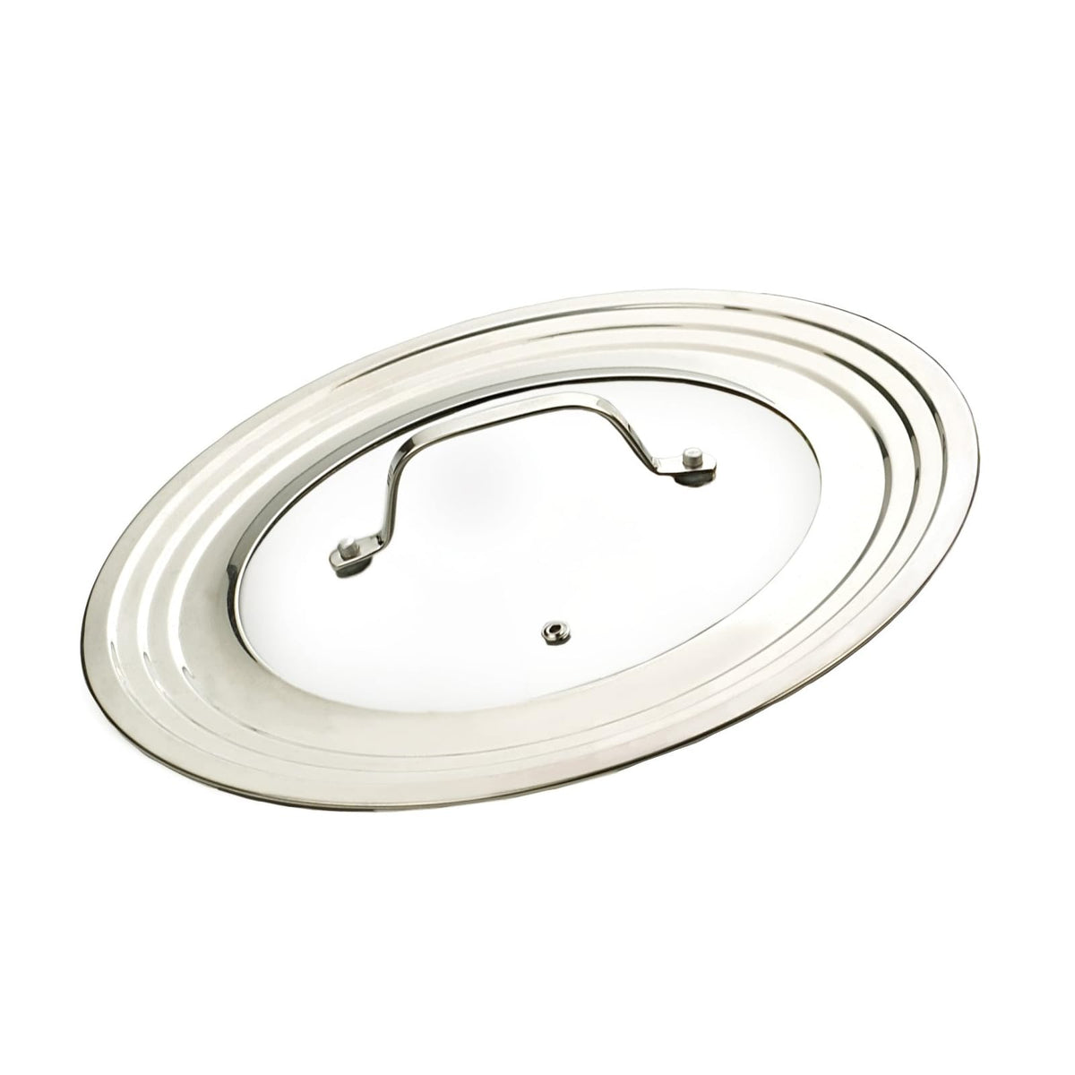 RSVP International Container Lid, Small, 5.5-9" Range, Stainless Steel with Temp
