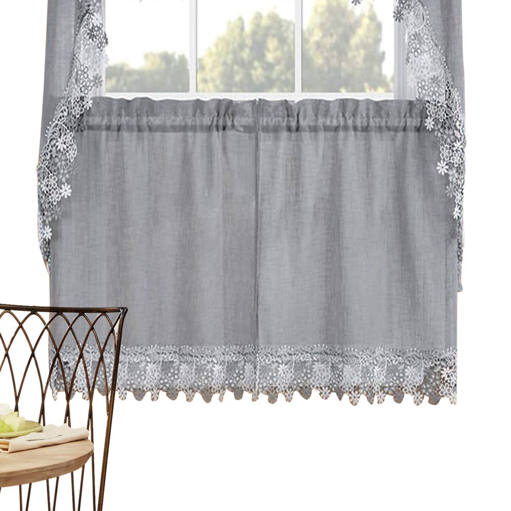 Collections Etc Curtain, 56"W x 24"L (Pack of 1), Grey