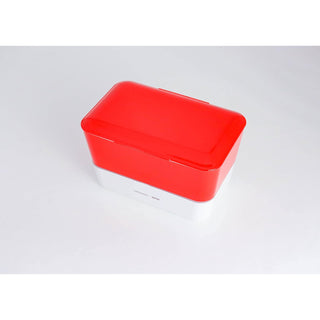 TAKENAKA Food Storage Container, 6.8"W x 4.3"D x 4.2"H, Earer Red x Meringue
