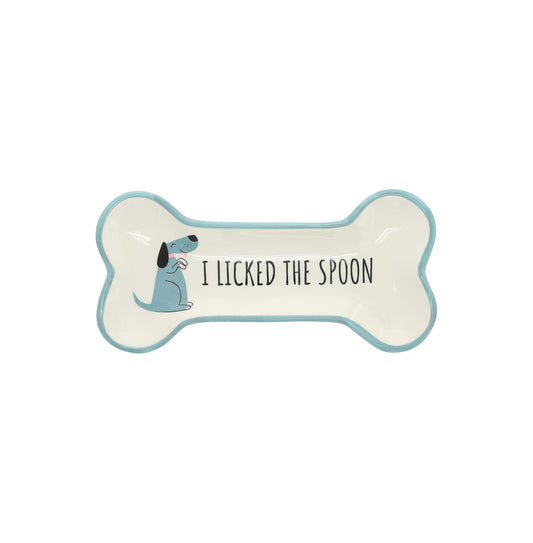 Pavilion - I Licked The Spoon - 8.5" Housewarming Decorative Bone Shaped Spoon Rest Holder Pet K-9 Puppy Dog Rescue Adoption Animal Pet Parents Mom Dad Present