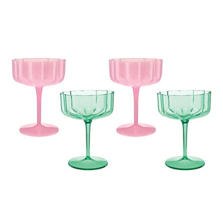 Slant Collections Drinking Cup, Set of 4, Pink / Green Mahjong
