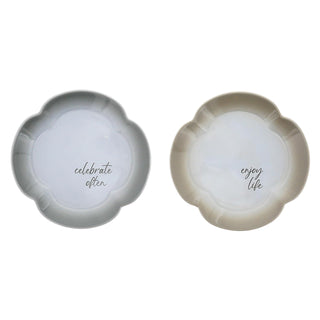 Pavilion Gift Company Dishware Plate, 6.5", White, Gray