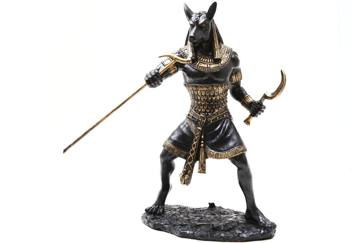 Pacific Trading PTC 10 Inch Seth Fighting Warrior Egyptian Mythological Statue Figurine,Black and Gold