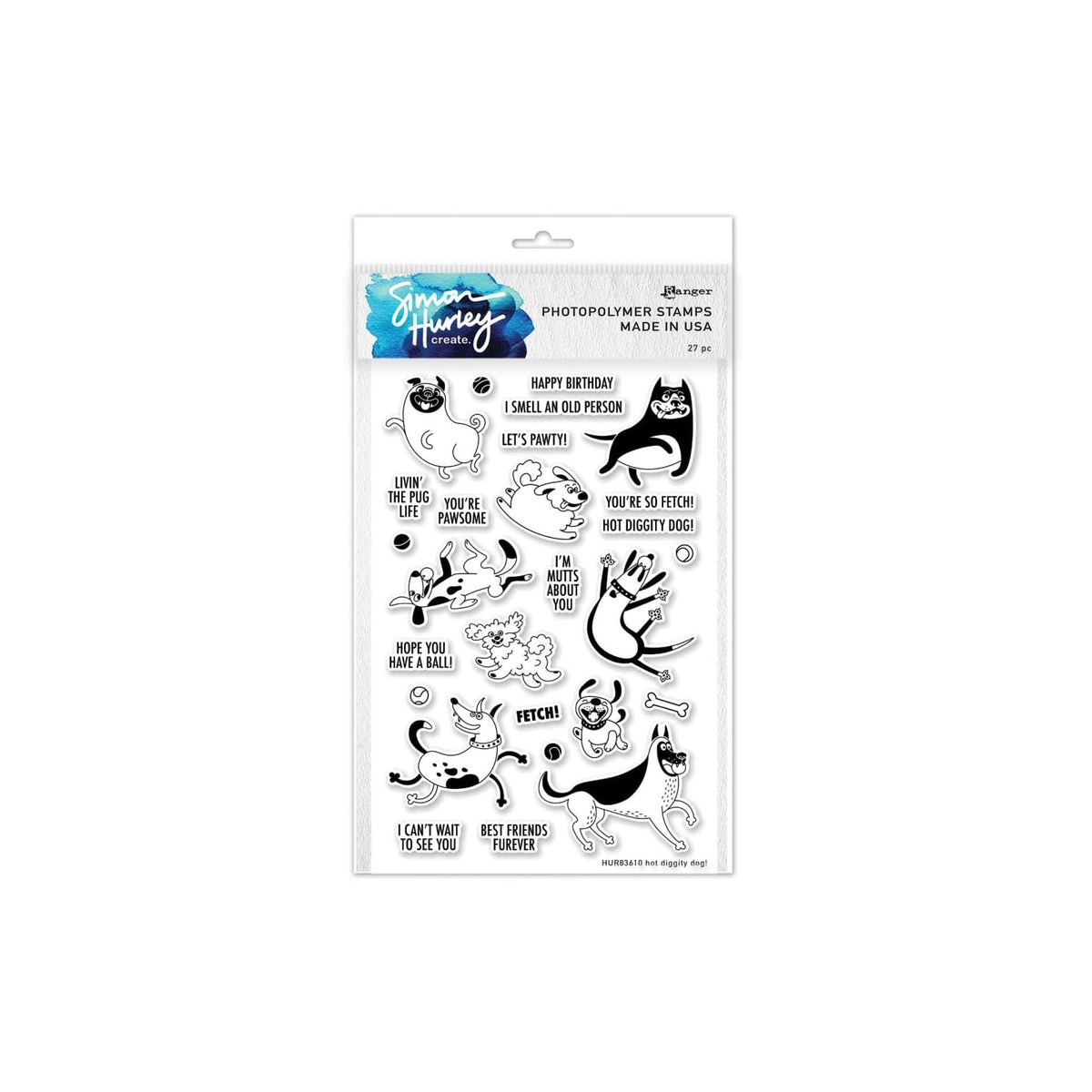 Ranger Rubber Stamp, 6 x 9 inches, Hot Diggity Dog