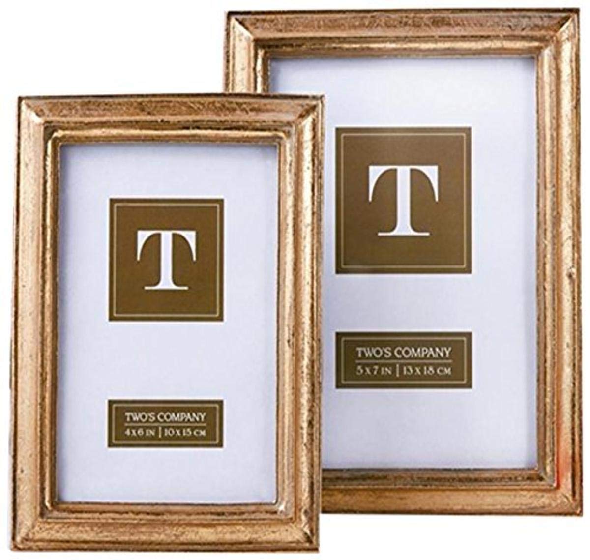 Two's Company Picture Frame, 5.25 x 7.25 x 8 inches, Gold